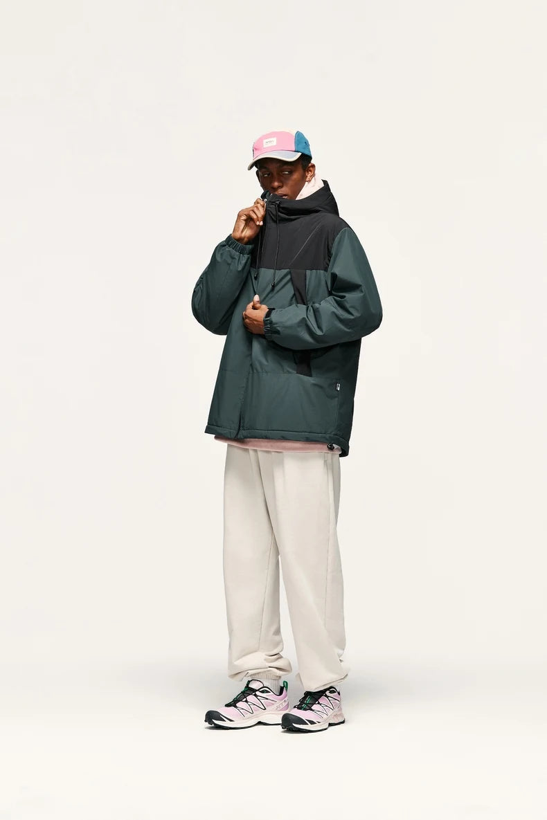 Unisex Winter Arctic Velvet Inner Parkas  High Neck Windproof Cotton Padded Hooded Jacket Outdoor Coat