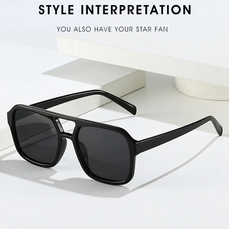 Women's Retro Square Sunglasses - Large Frame UV400 Protection Eyewear