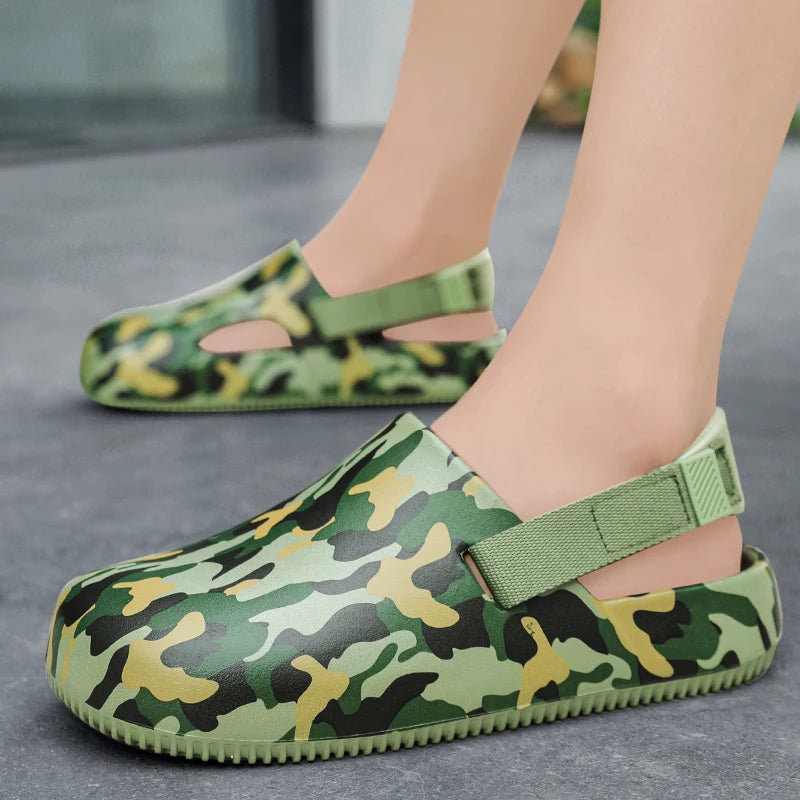 Men's Summer Slippers Sandals Camouflage Clogs Beach Slippers Flip Flop Casual Slides