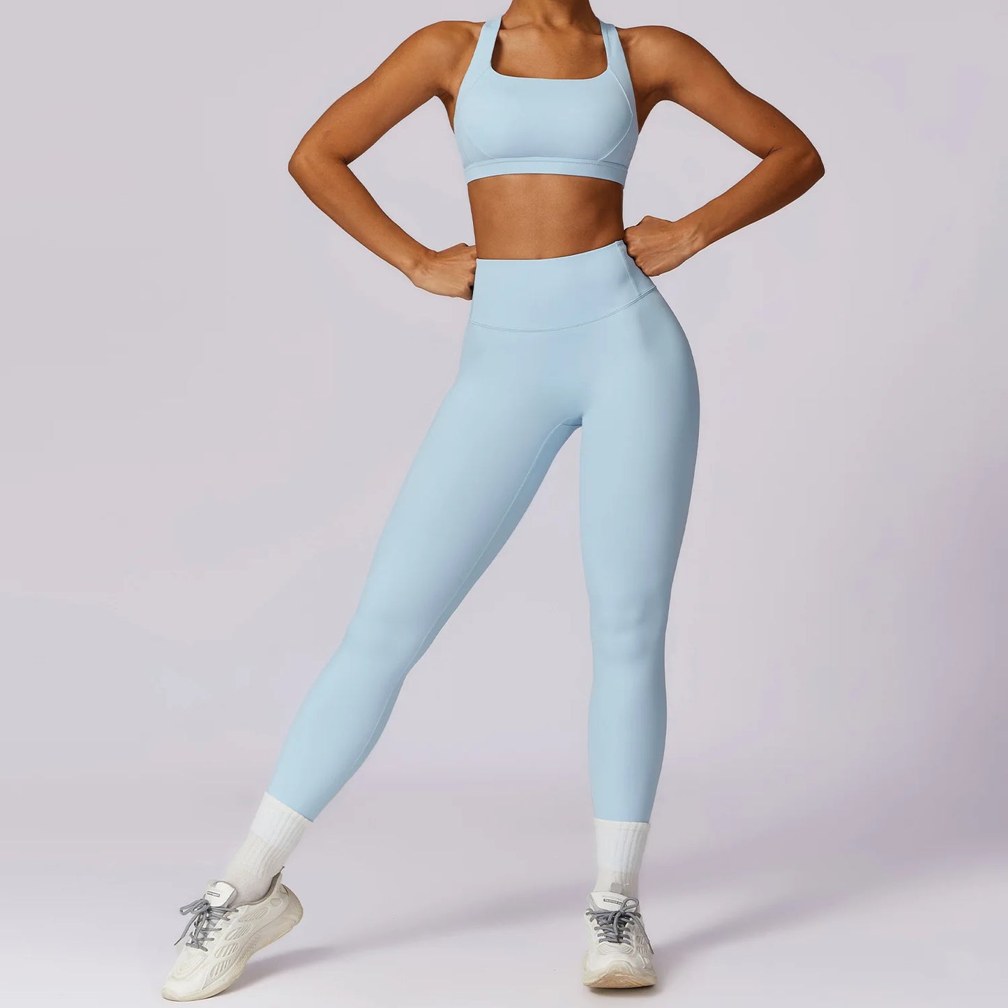 Women's 2Pcs Sports Fitness Tracksuit Workout Sportswear Quick-Drying Yoga Gym Yoga Set