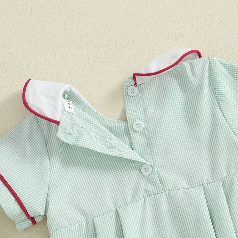 Baby Boys Girls Summer Romper - Crab Embroidery Doll Collar Jumpsuit (0-18M)