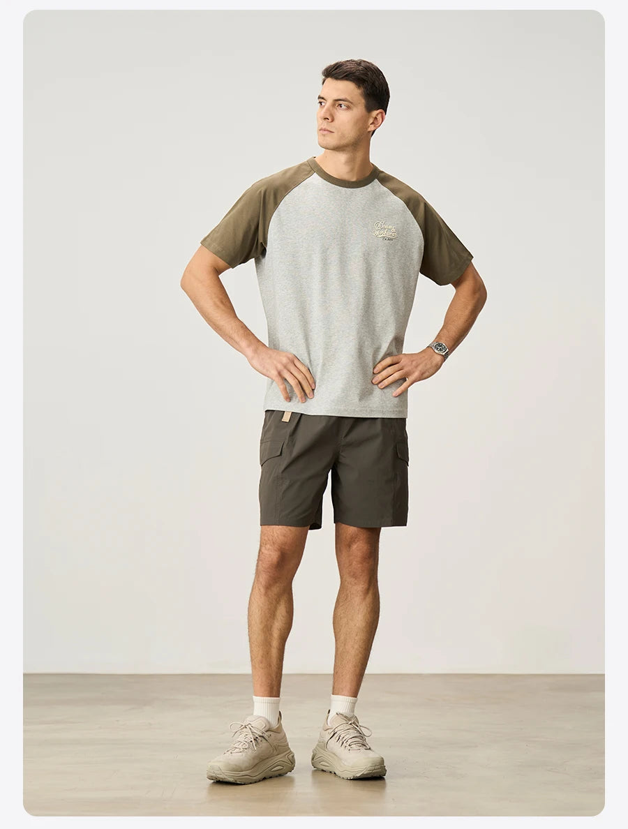 Men's Summer 240gsm Cool Feeling Sorona Fabric Oversize Raglan Sleeve Athletic Sports Gym Workout T-Shirt