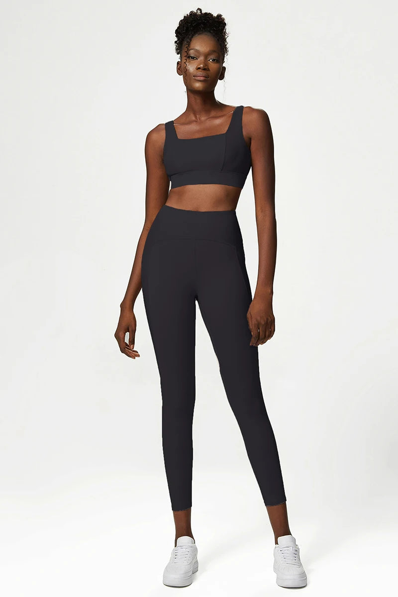 Women's 2 Pieces Fitness Yoga Set - Stretchy Sports Gym Sports Bra and High Waist Workout Leggings