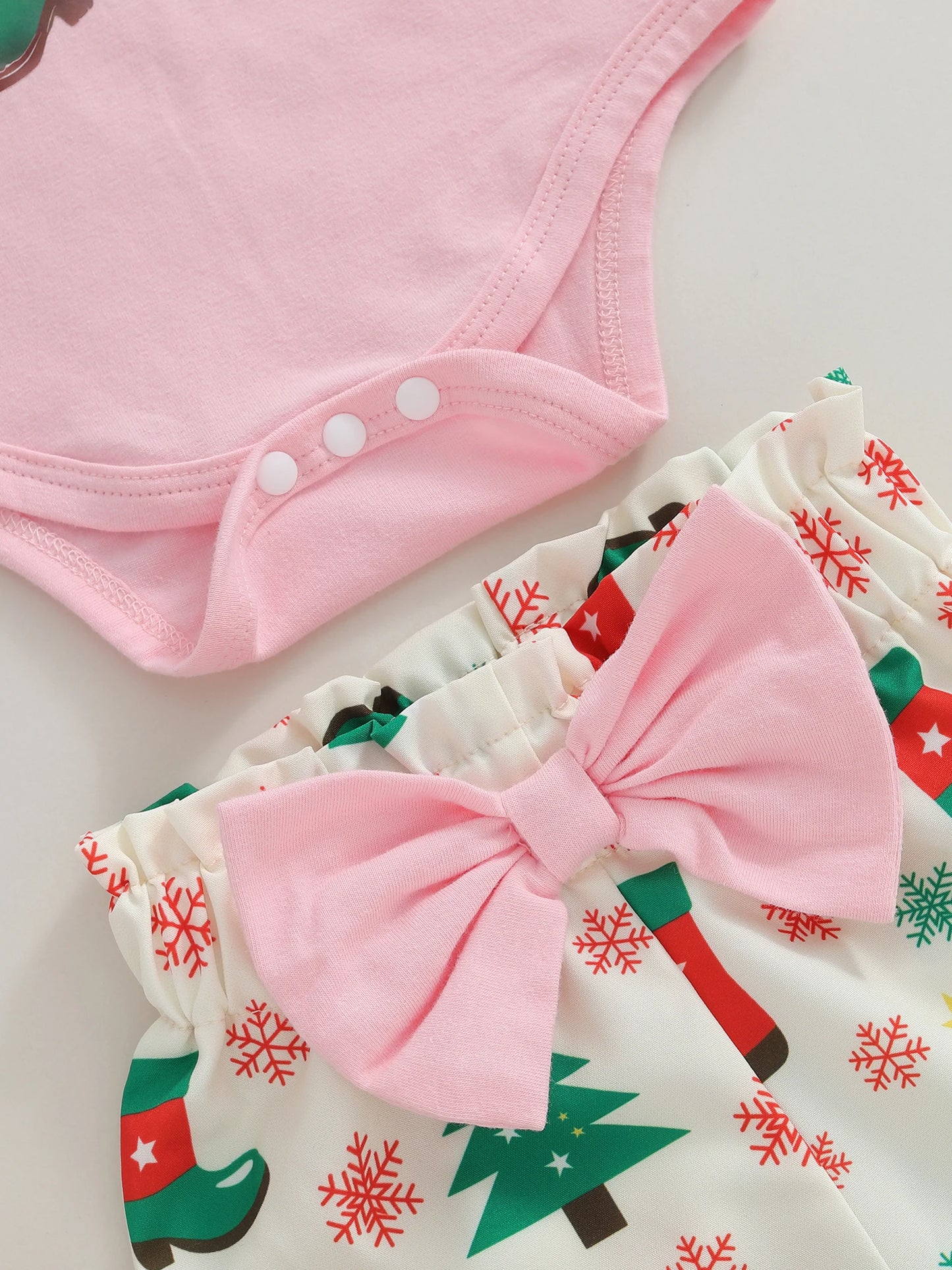Baby Girls Christmas Outfit Set - 3-Piece Letter Long Sleeve Romper, Pants & Bow Headband (0-18M)