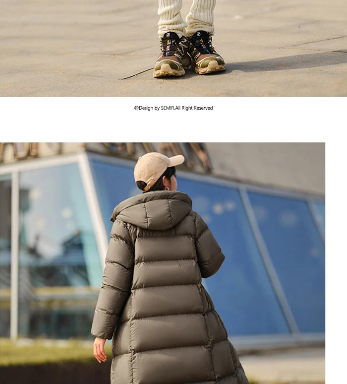 Women's Long Down Jacket - Three-Proof Hooded Winter Coat Loose Fit