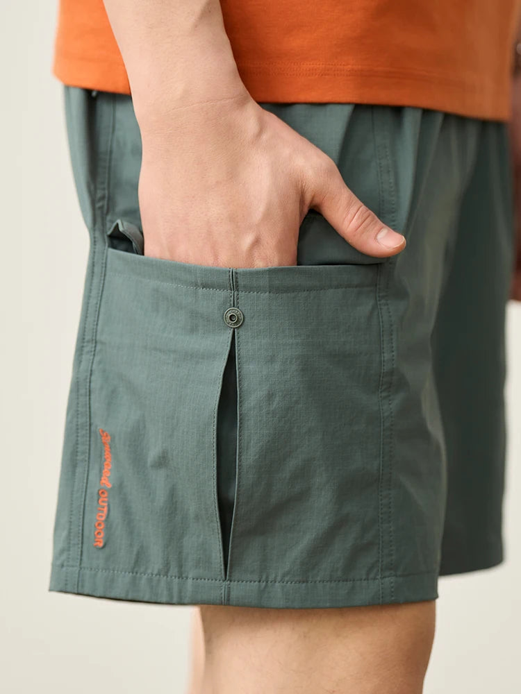 Men's Summer Oversize 145gsm Elastic Quick Dry Fabric Elastic Waist Cargo Shorts