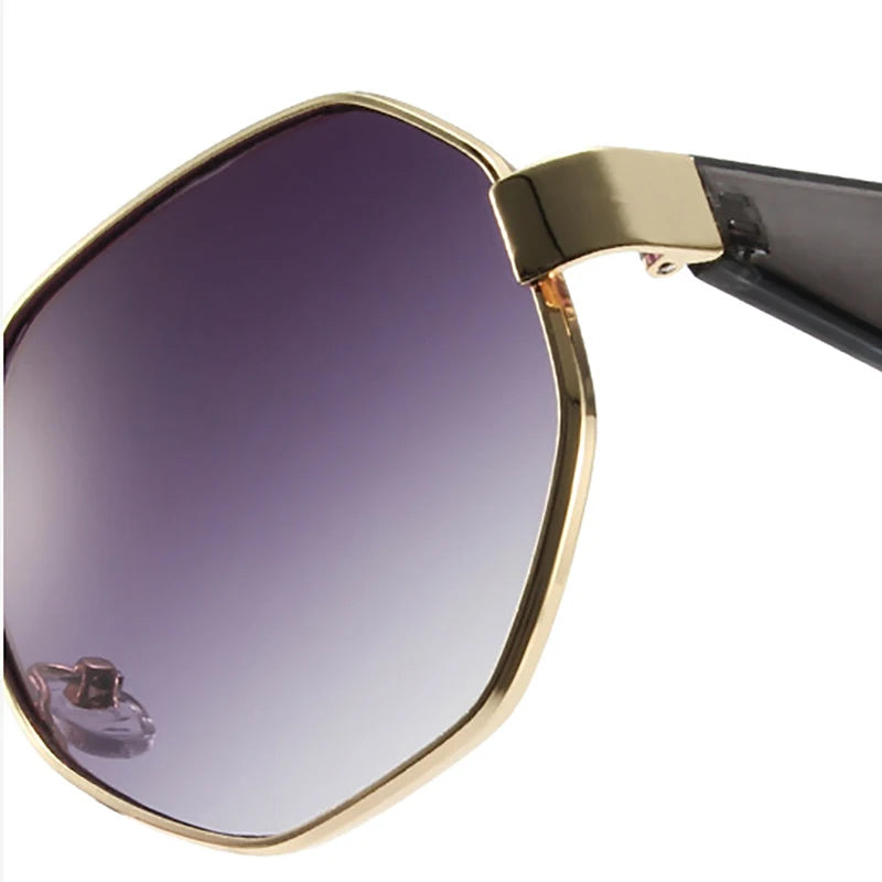 Trendy Polygonal Metal Frame Sunglasses - Women's Retro UV400 Protection
