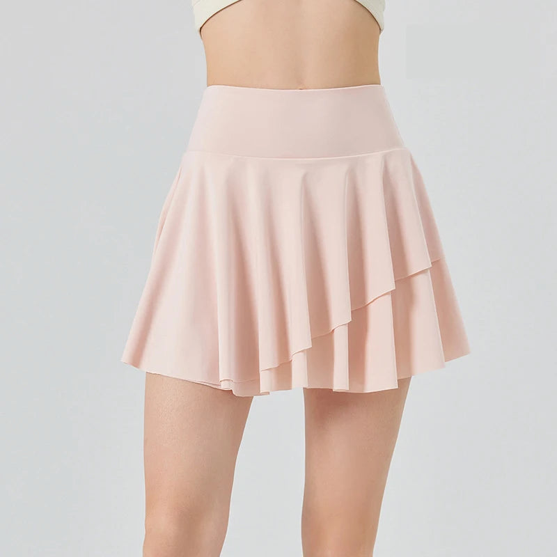 Women's High Waist Tennis Skirt with Built-in Shorts - Quick Dry Athletic Skort
