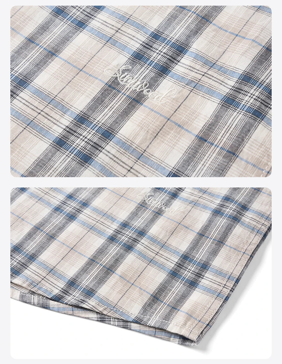 Men's Premium Cotton Linen Plaid Shirt - 180gsm Oversize Casual