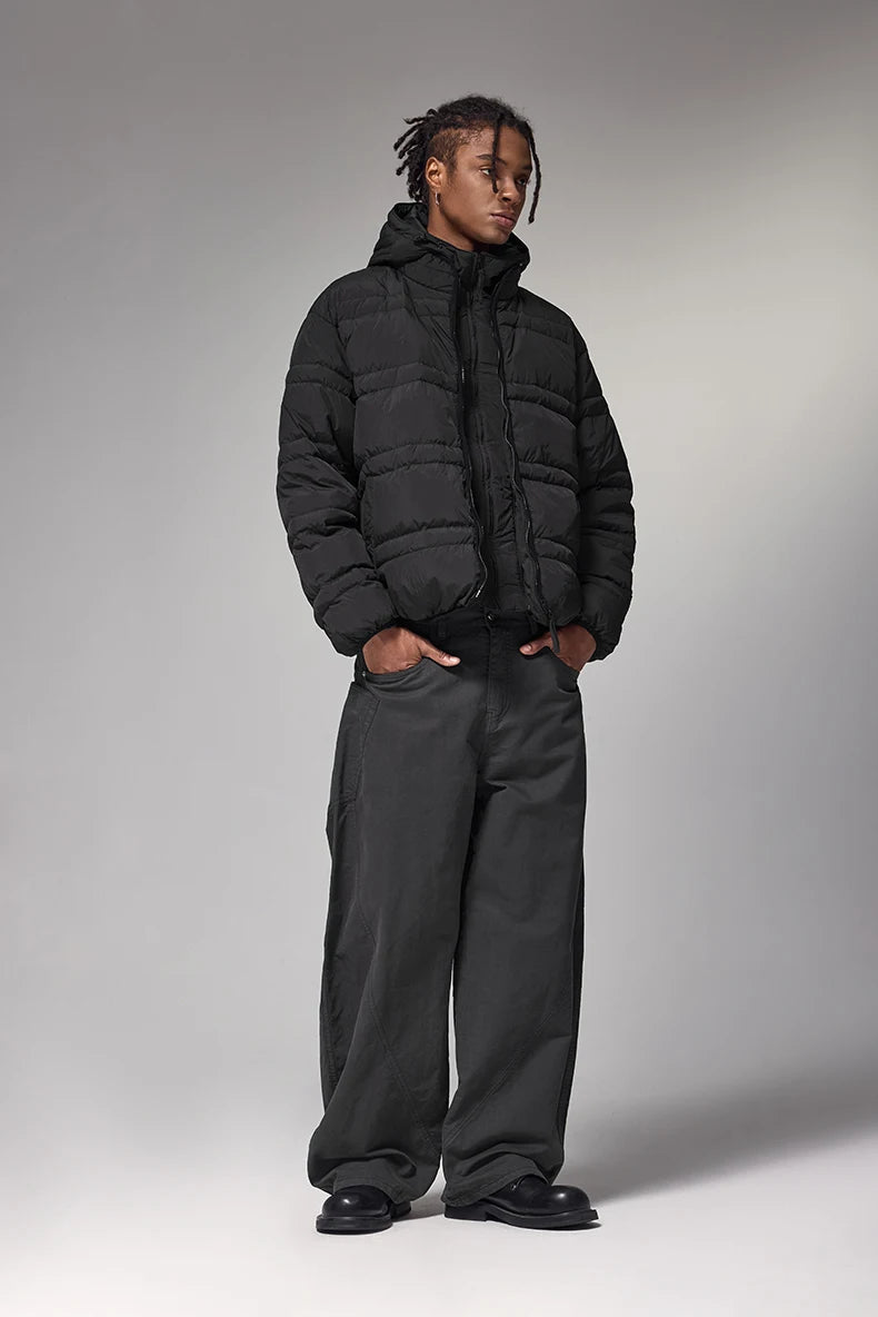 Water-Resistant Down Jacket Unisex - Streetwear Warm Loose Fit with Detachable Design