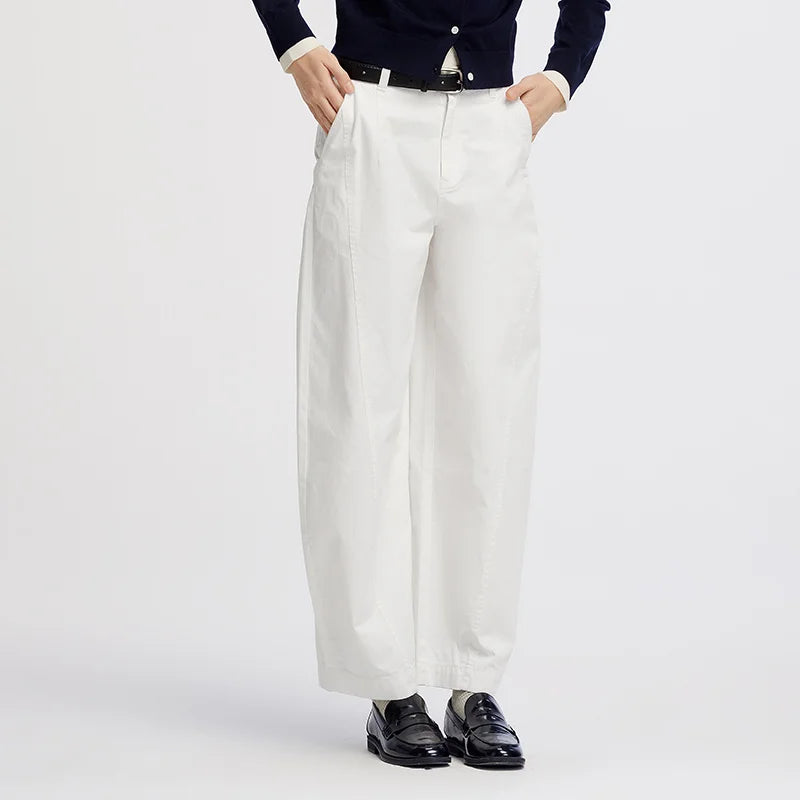 Women's Distressed Loose Trousers - Brushed Split Curved Hem Casual Autumn Pants