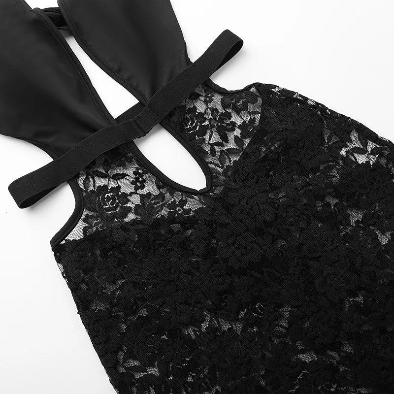 Women's Halter Cut Out Lace Flare Jumpsuits Rompers Fashion Outfit - One Piece Backless Bodycon Jumpsuit Overalls Flare Pant