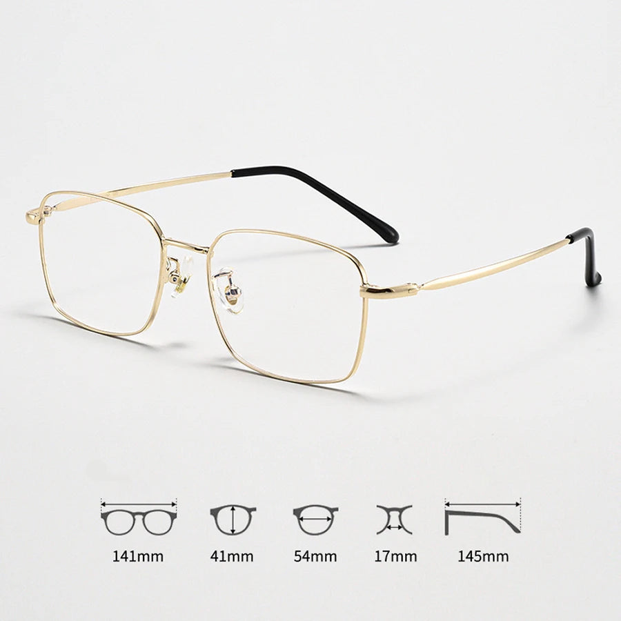 Anti Blue Light Glasses - Business Metal Square Frame for Men