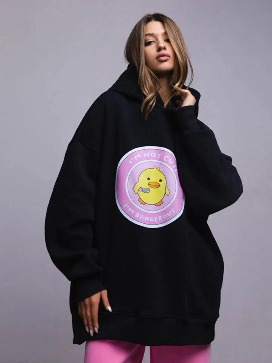 Women's Warm Loose Sports Chic Print Oversized Hoodie