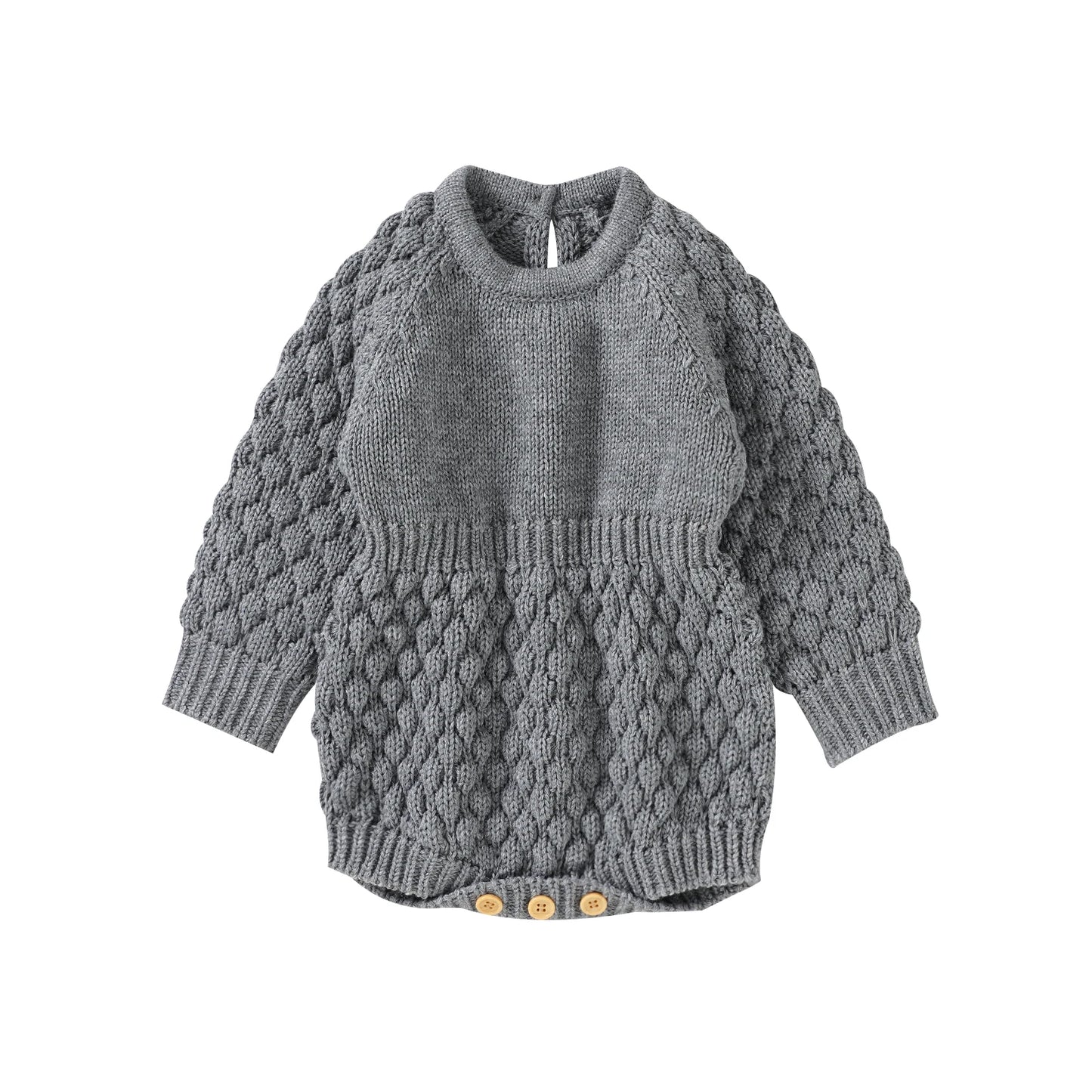Baby Sweater Romper - Solid Knitted Long Sleeve Warm Jumpsuit