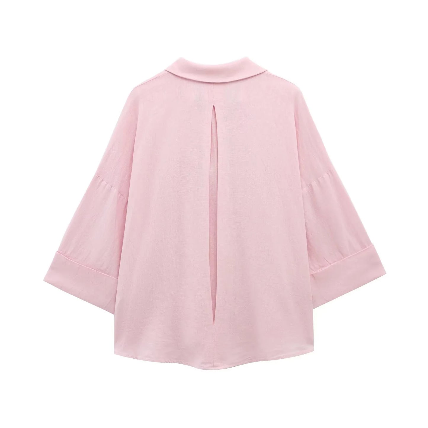 Women's Spring Linen Blend Wide Sleeve Comfortable Shirt