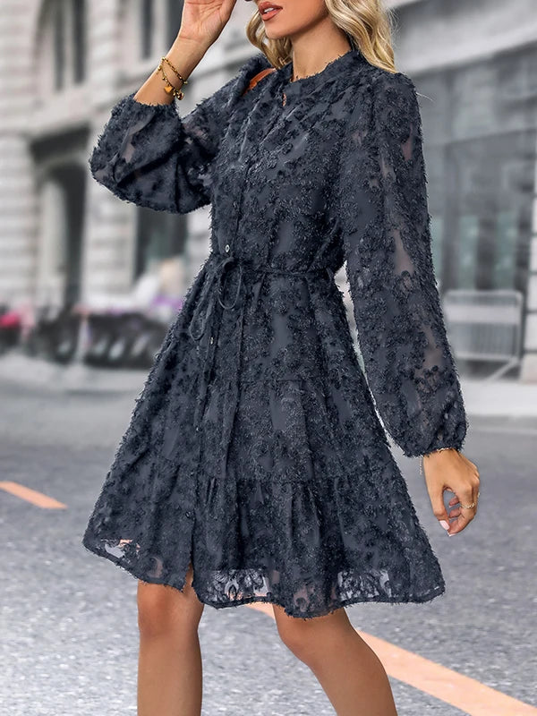 Autumn Winter Fashion - Elegant V-neck Chiffon Dress