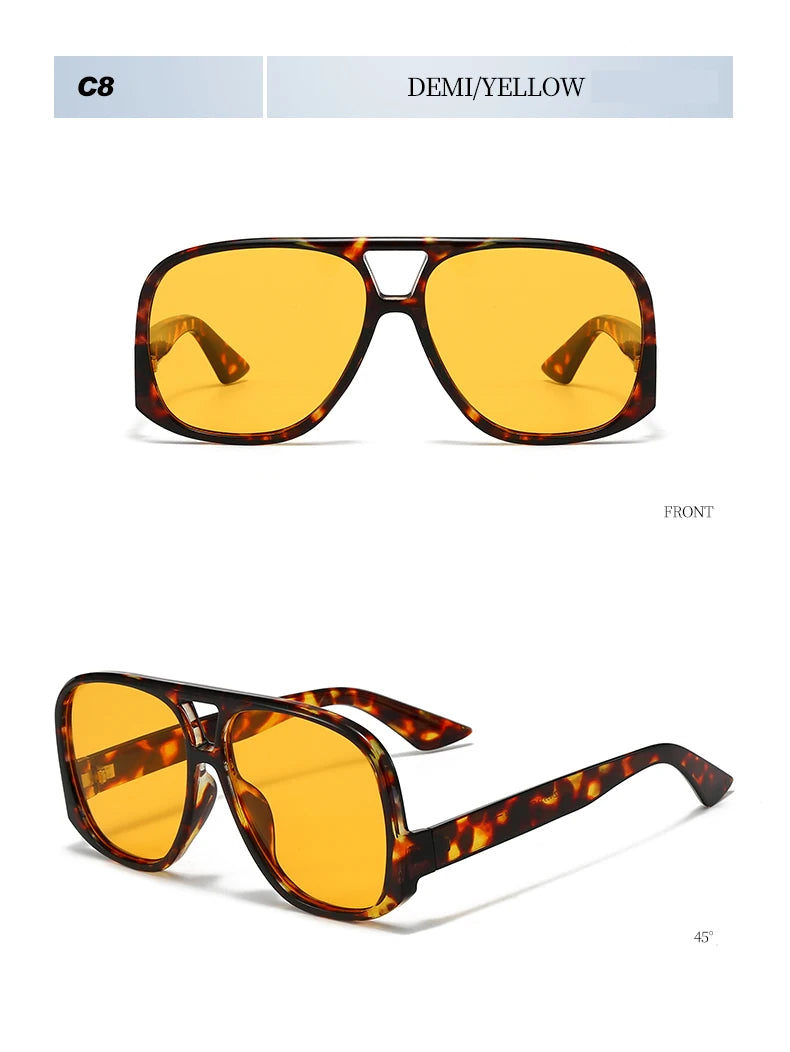 Unisex 1/3pcs Oversized  Double Bridges Sunglasses UV400