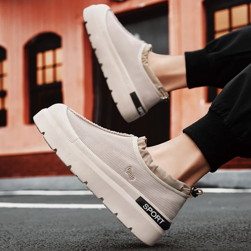 Men's Platform Vulcanized Slip-On Sneakers - Comfortable Running Tennis Shoes