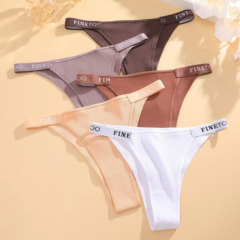 4-Pack Cotton Letter Belt Underwear - Women's Low-Waist Breathable Briefs