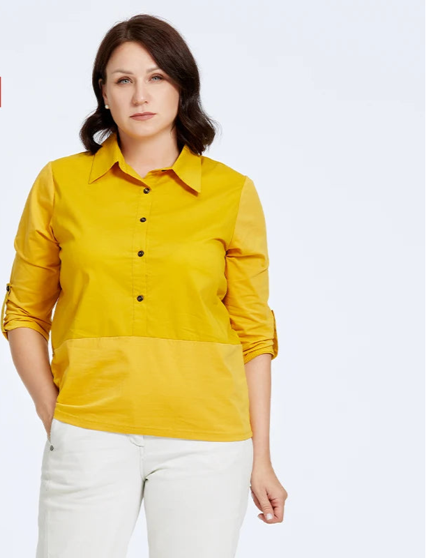 Women's Blouses Elegant Lapel Stitching Plus Size Shirt