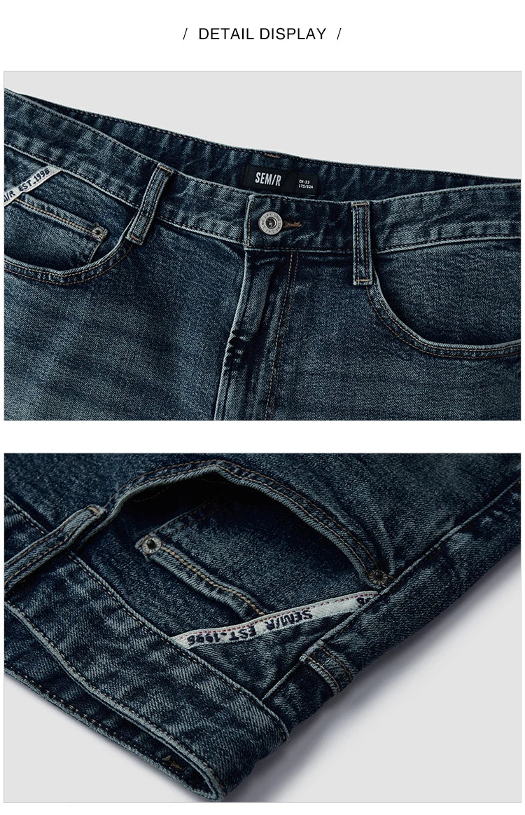 Vintage Loose Fit Jacquard Straight Leg Jeans - Men's Fashion Denim