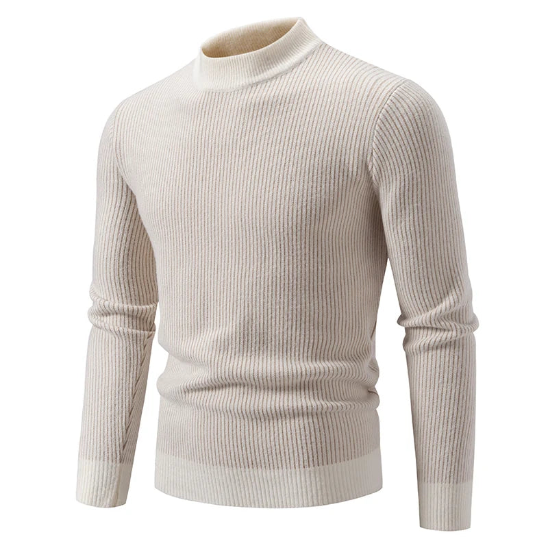 Men's Mock Neck Knit Pullover - Autumn Winter Warm Sweater