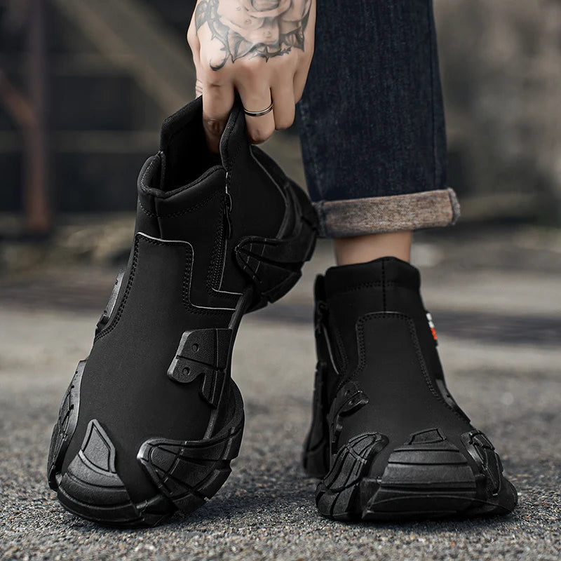 Men's Casual High Top Platform Skateboard Slip On Ankle Comfortable Vulcanized Sneakers