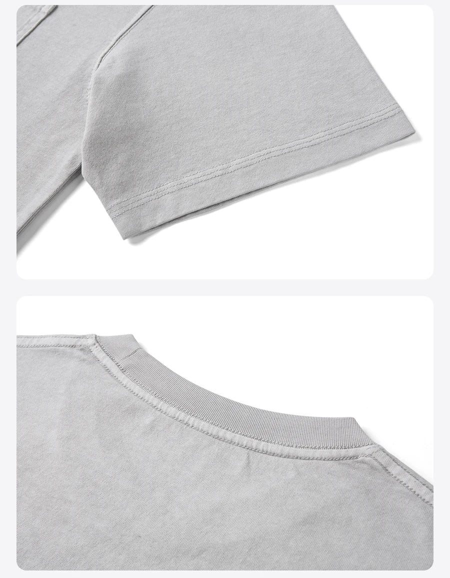 Men's Oversized Vintage Washed Cotton T-Shirt - Breathable Plus Size