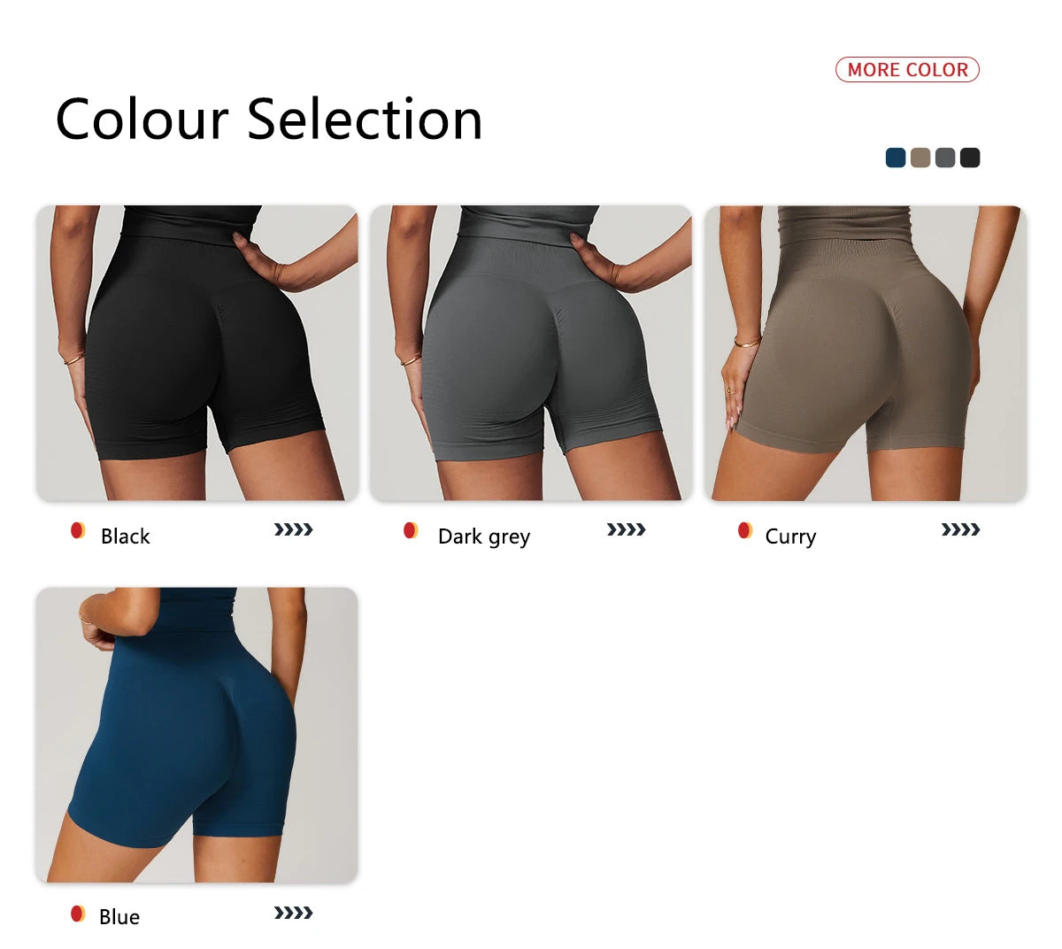 Seamless High Waist Gym Shorts - Push Up Yoga Cycling Shorts