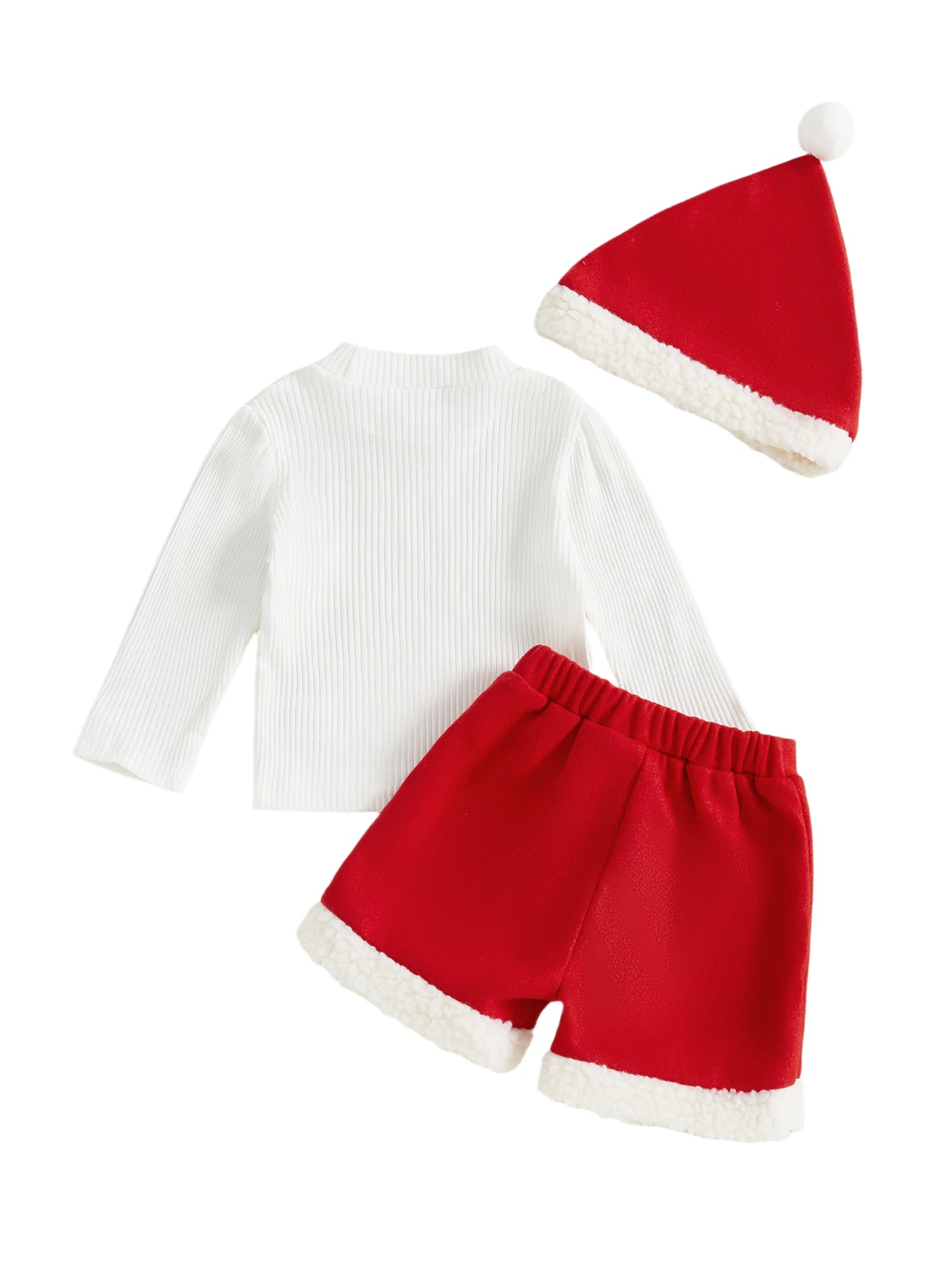 Baby Girls Christmas Outfit Set - Long Sleeve Top, Skirt Shorts & Santa Hat (0-4Y)