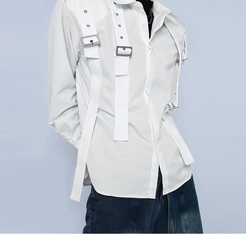 Men's Summer Spring Lace-Up Long Sleeve Oversized Casual Shirt