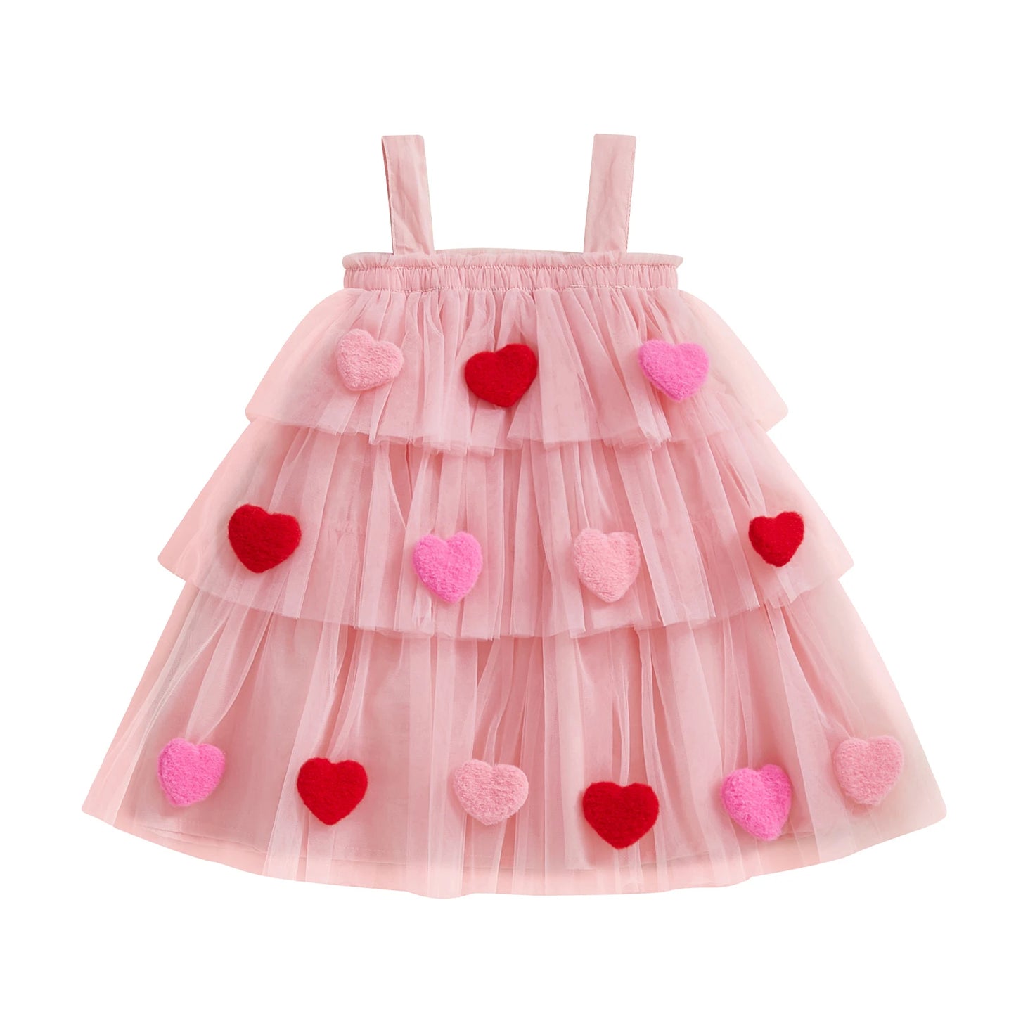 Girl's Festive Dress - Star Lace Layered Tulle Sundress with Plush Ball