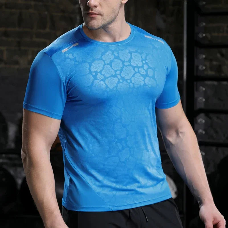 Men's Running Compression Dry Fit Short Sleeve Sport Gym Fitness Jogging Sweatshirt Athletic T-Shirt Top