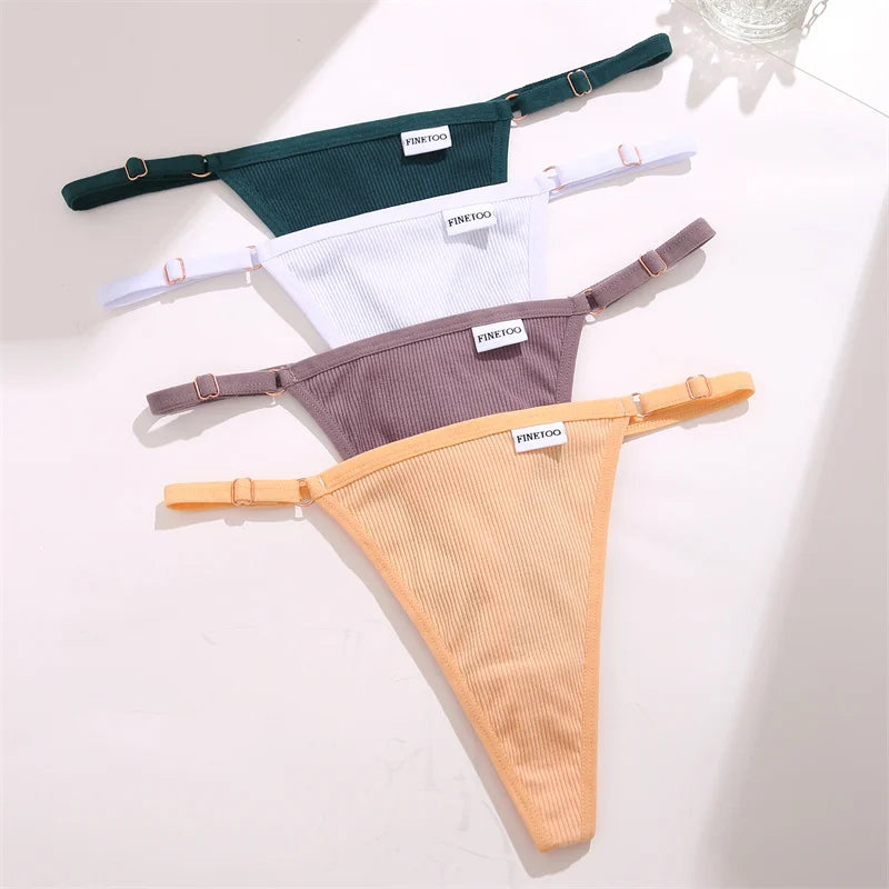 Women's Cotton Thong Set - 3 Pack Low-Rise Bikini Panties
