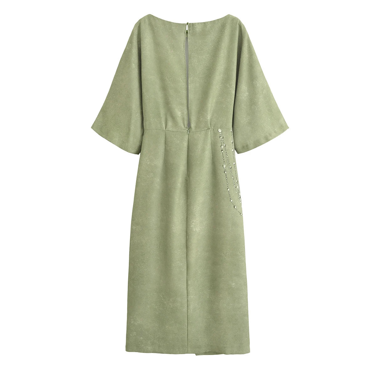 Spring Women's Chain Printed Modern Wide Round Neck MIDI Dress