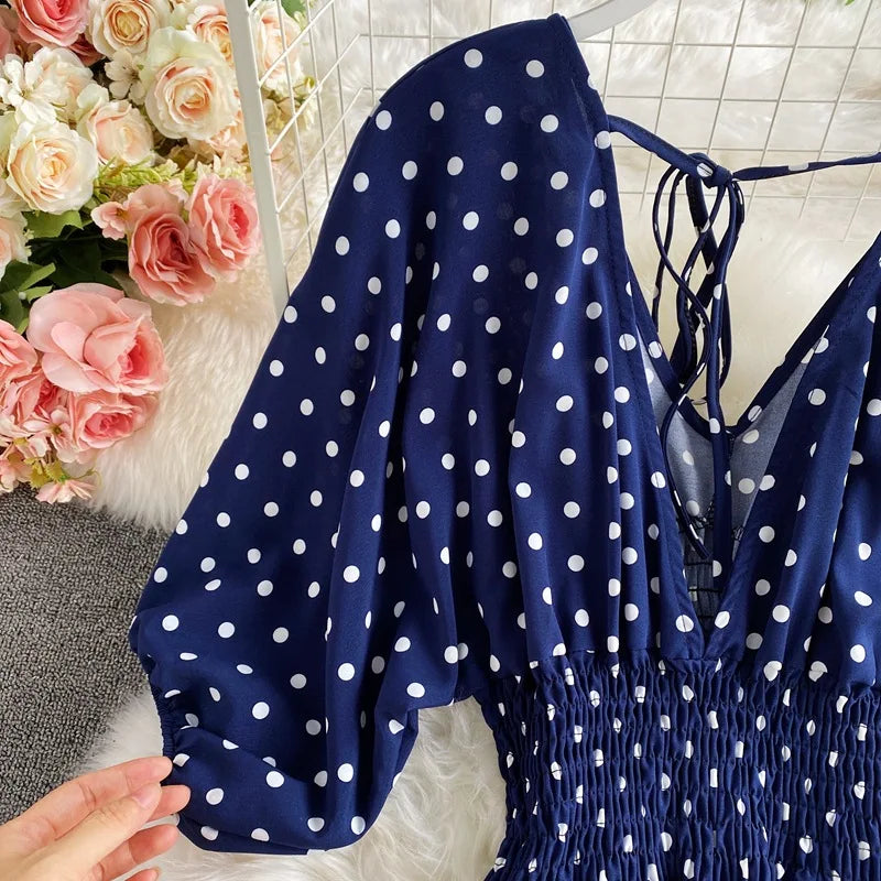 Women's V-Neck Floral Print Jumpsuit - Dolman Sleeves Wide Leg Trousers