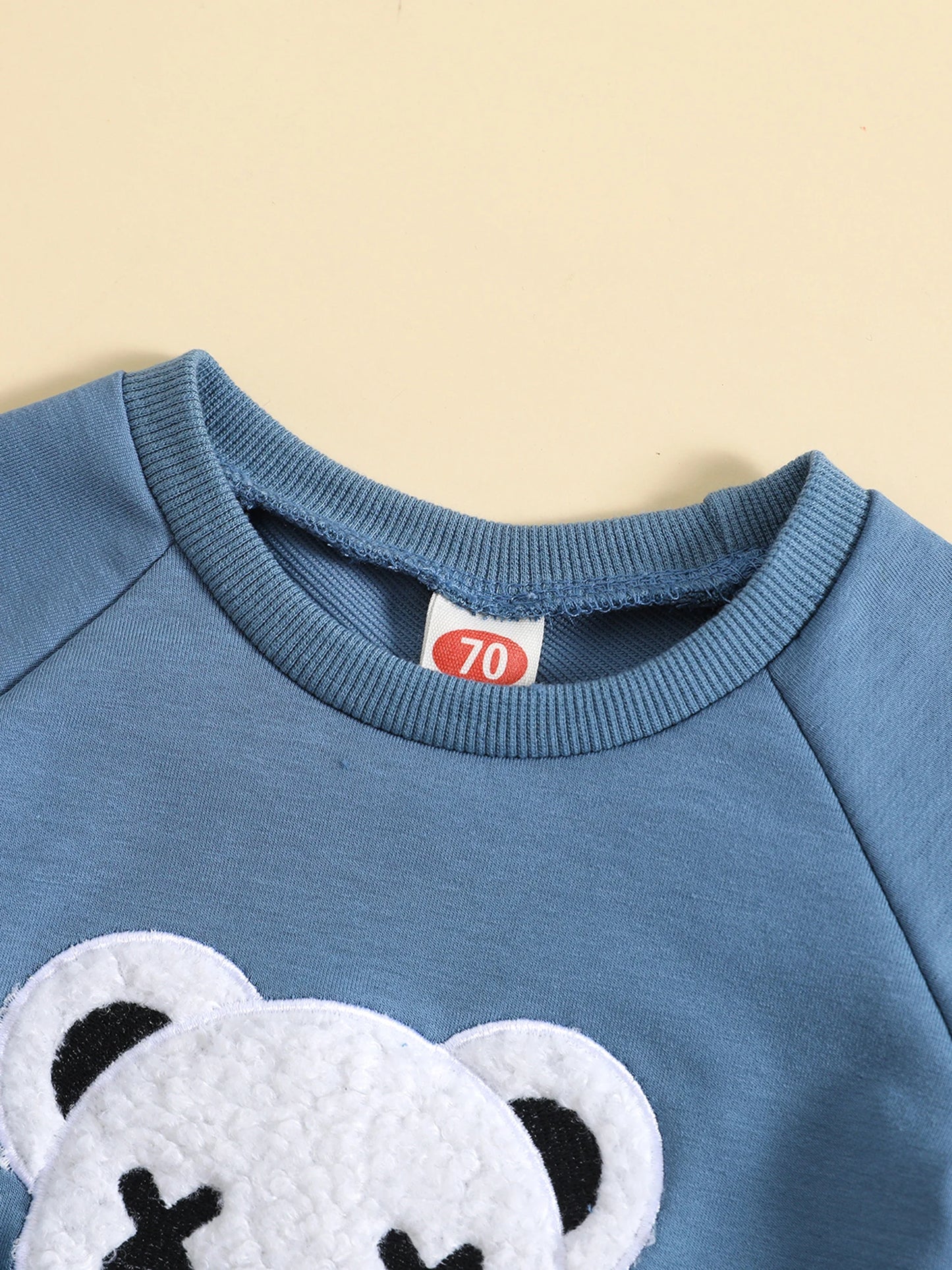 Toddler Boy's 2-Piece Outfit Set - Bear Embroidery Pullover & Drawstring Pants