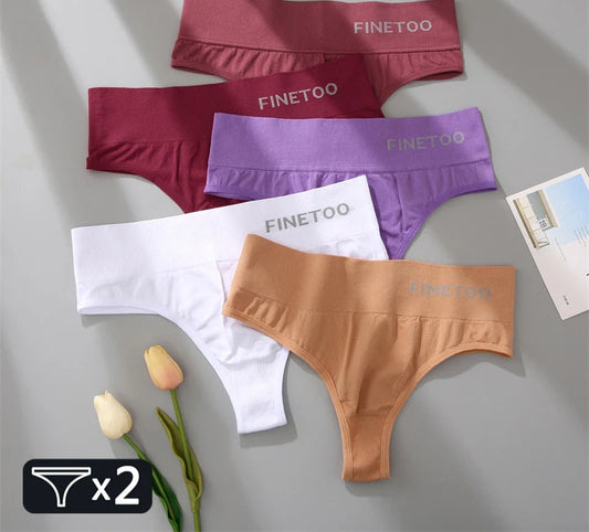 Seamless High Waist Thongs - 2 Pack Plus Size Underwear