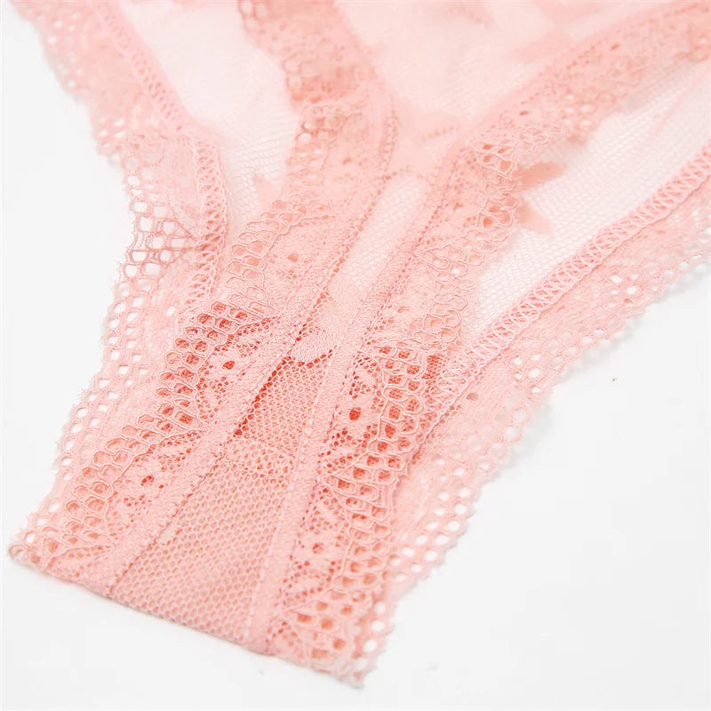 4-Pack Lace Hollow Out Thongs - Women's Floral Low-Waist Breathable Underwear