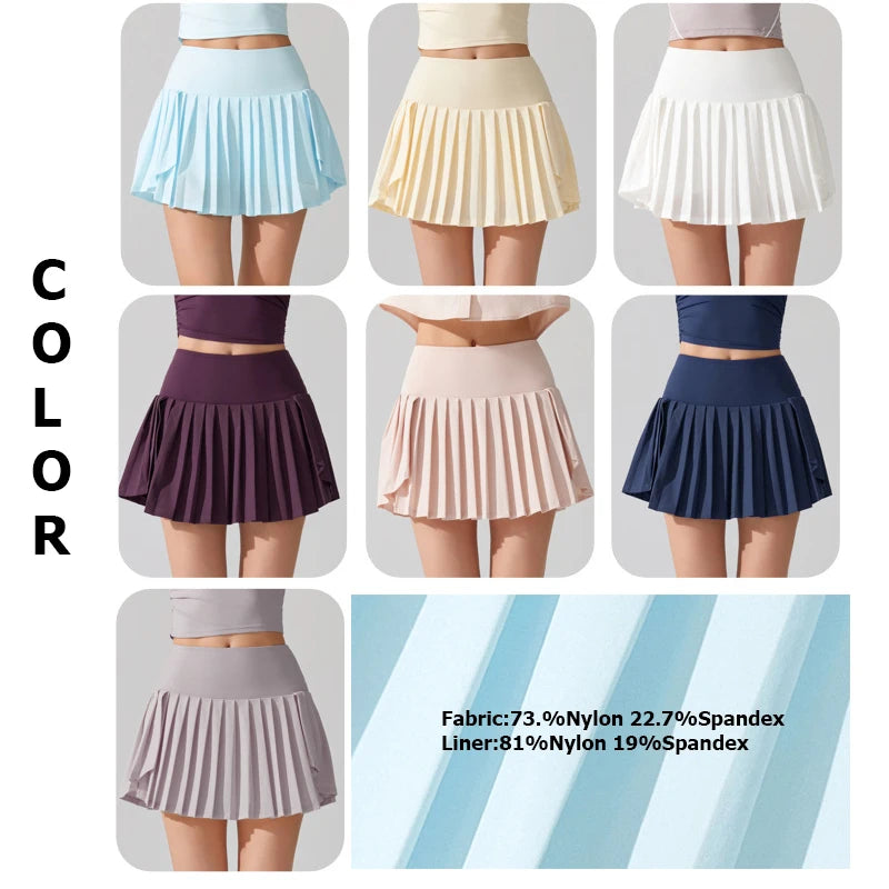 Women's High Waist Tennis Skort - Quick Dry Workout Skirt with Pockets