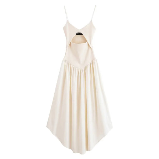 White Suspender Maxi Dress - French Style Casual Summer Dress