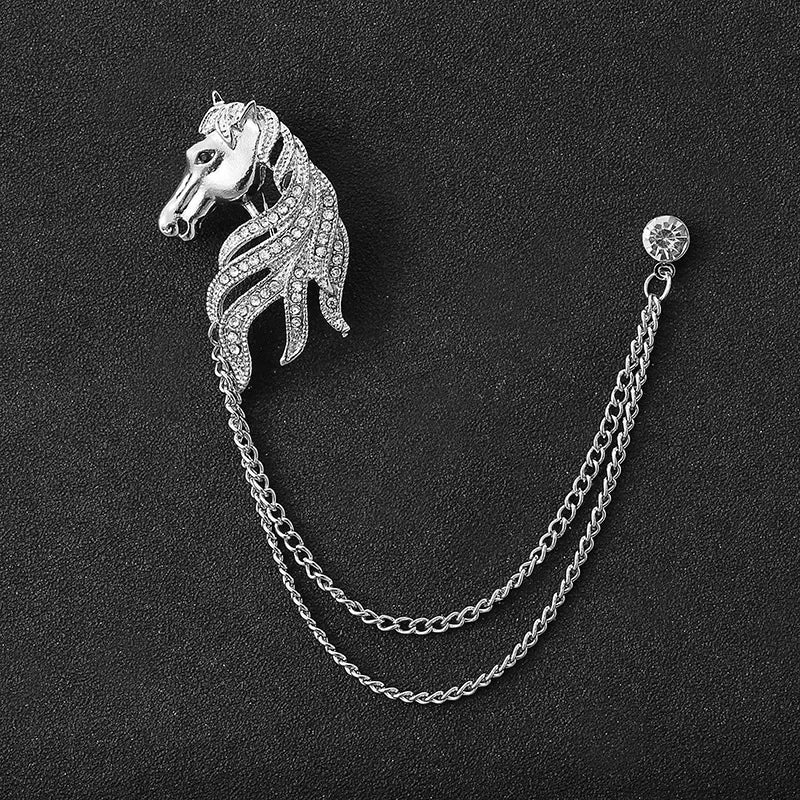 Rhinestone Eagle Brooch - Vintage Airplane Tassel Chain Lapel Pin