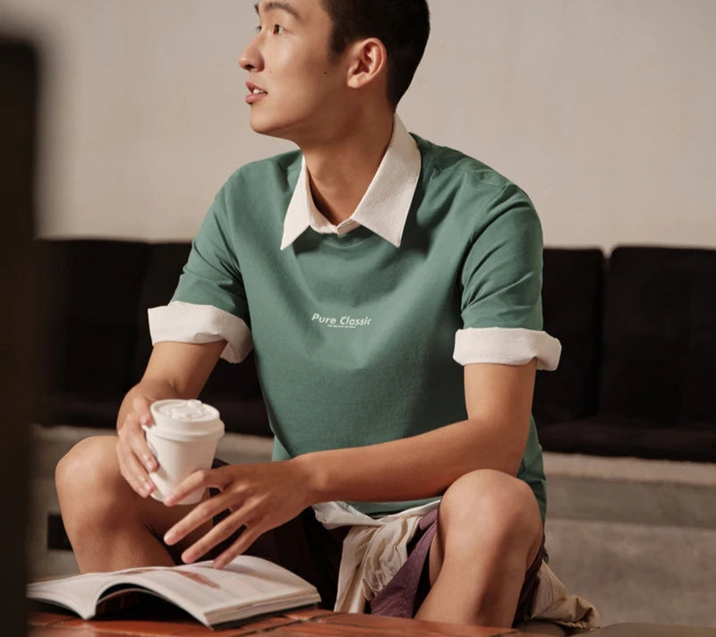 Letter Print Short Sleeve T-Shirt - Men's Summer Casual Top