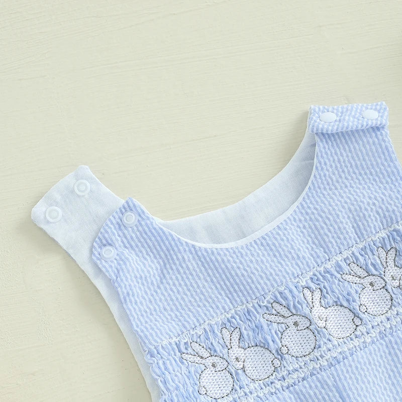 Lovely Baby Easter Romper - Sleeveless Bunny Embroidery Jumpsuit (0-18M)
