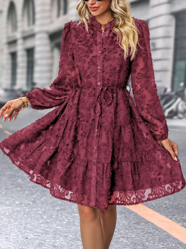 Autumn Winter Fashion - Elegant V-neck Chiffon Dress