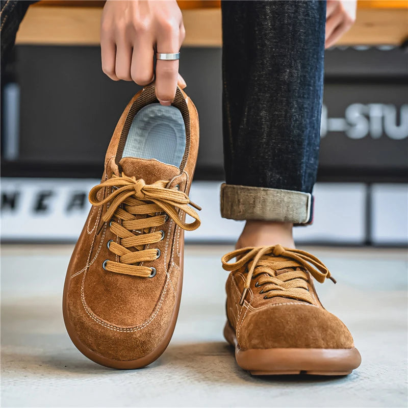 Men's Suede Leather Lace-up Casual Comfortable British Shoes