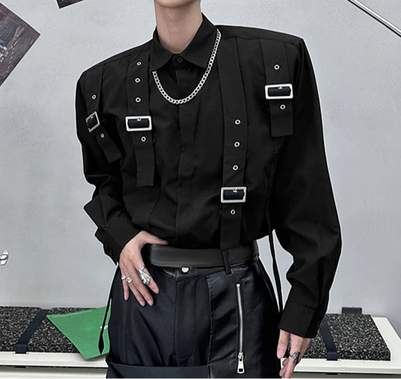 Men's Summer Spring Lace-Up Long Sleeve Oversized Casual Shirt