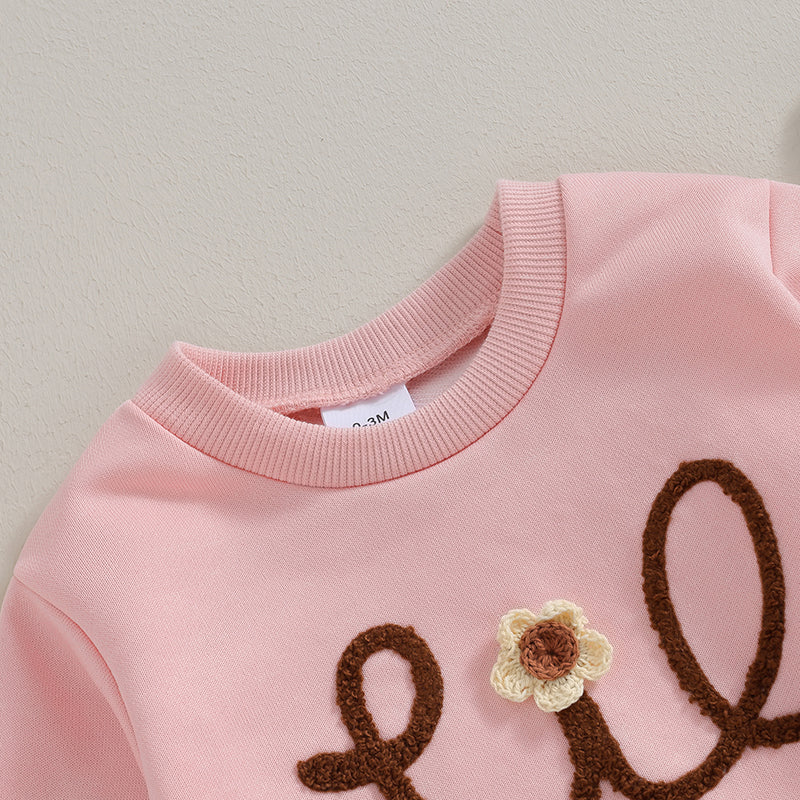 0-4Y Baby Girls Sweatshirt/Romper Letter Embroidery Long Sleeve Lovely Jumpsuits