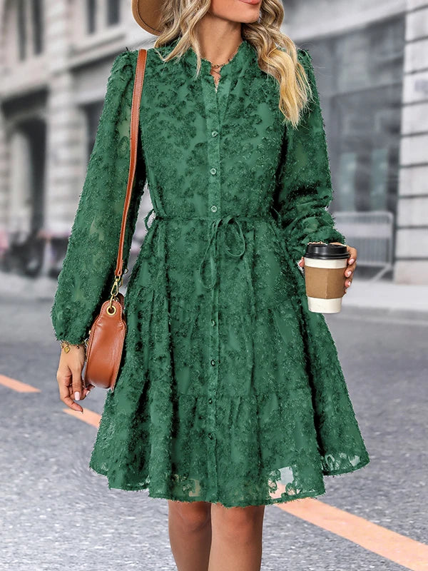 Autumn Winter Fashion - Elegant V-neck Chiffon Dress